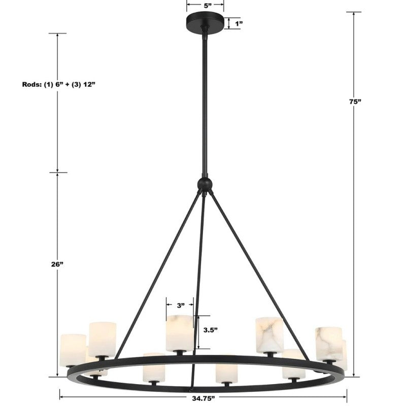 Estate 10 Light Chandelier Alabaster