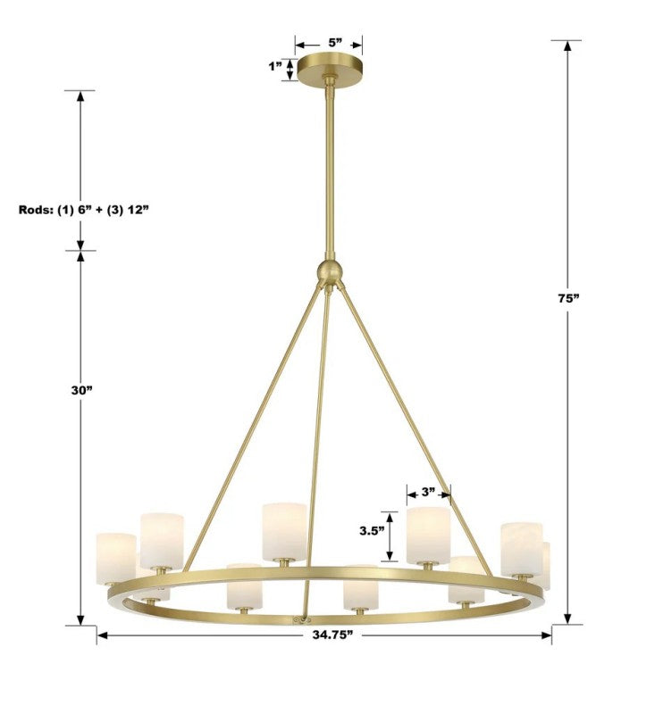 Estate 12 Light Chandelier Alabaster