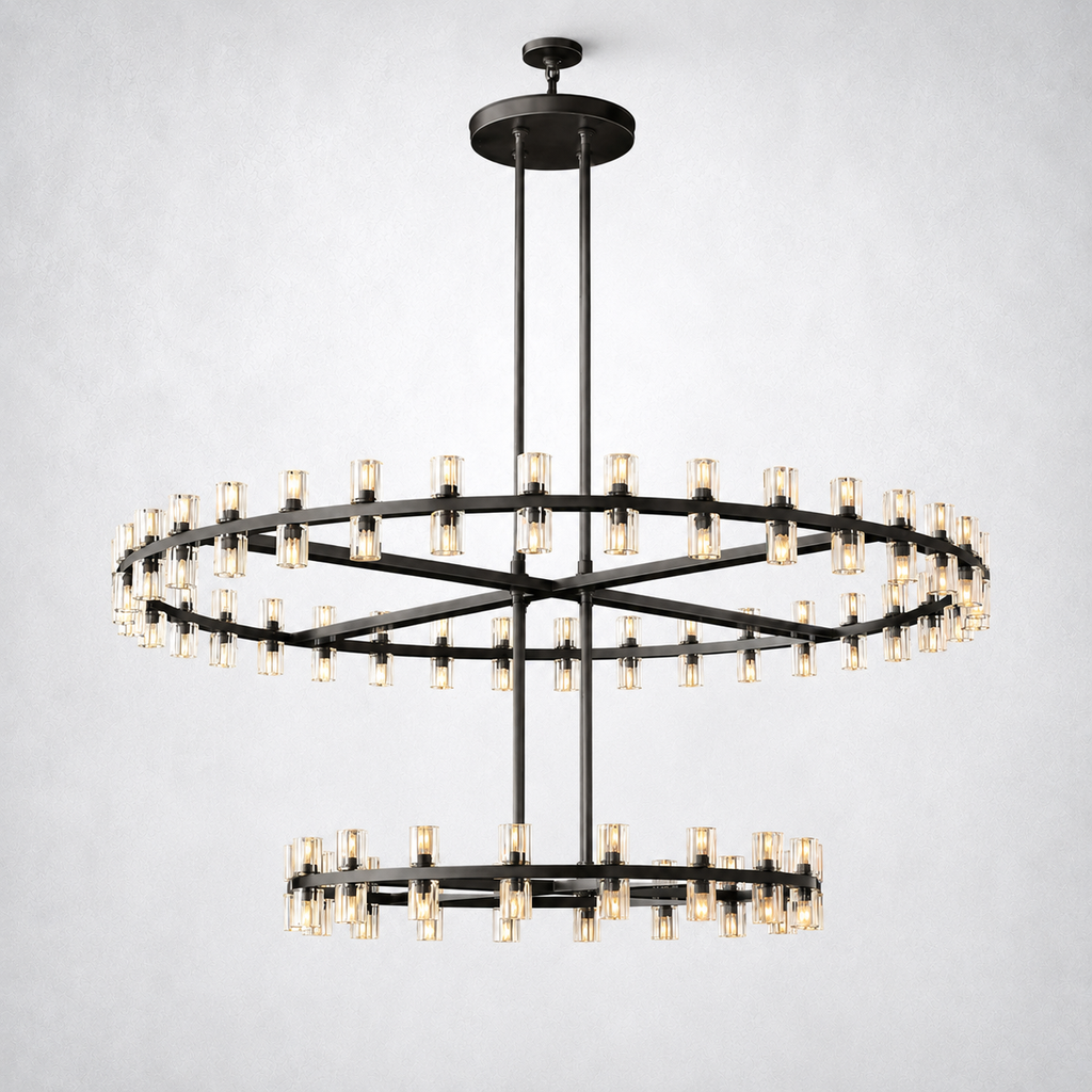 Marlowe Crystal Shades 2-tier Round Chandelier 60''