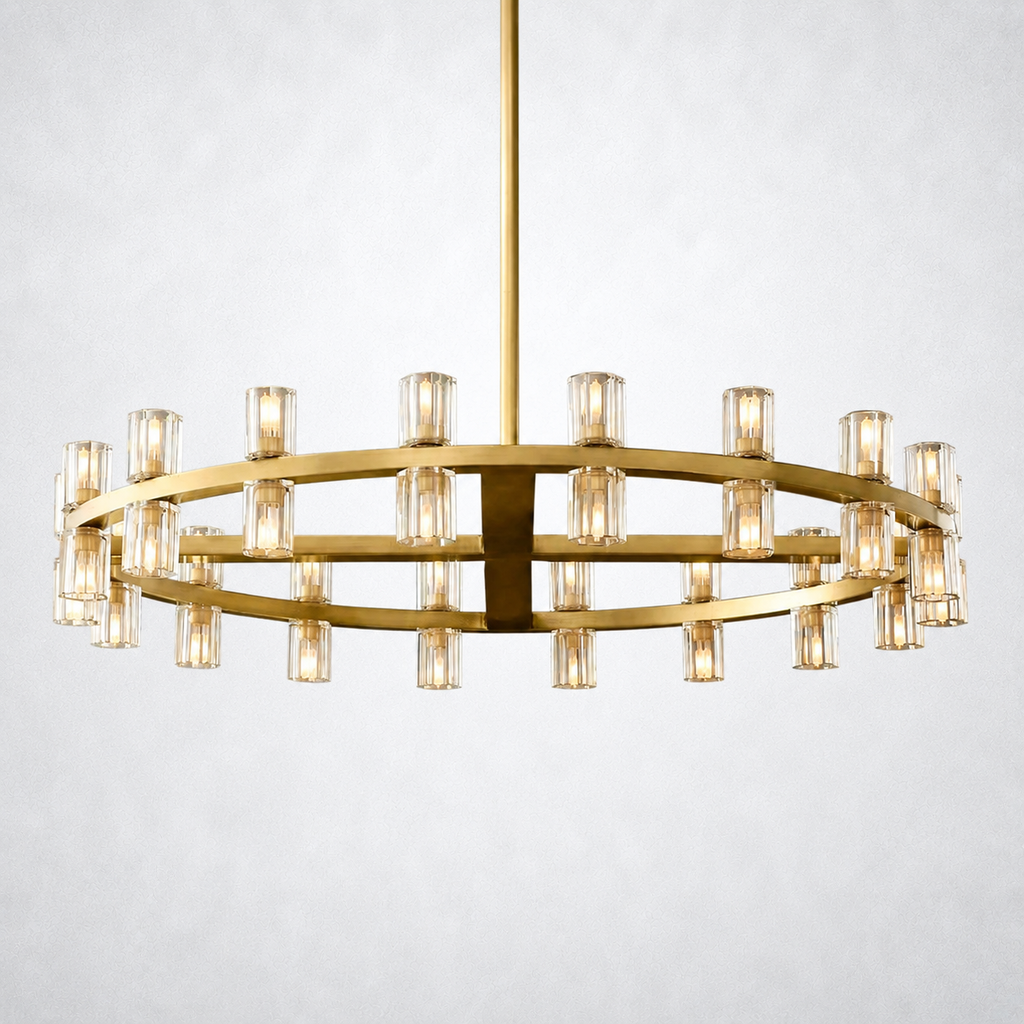 Marlowe Crystal Shades Round Chandelier 36"