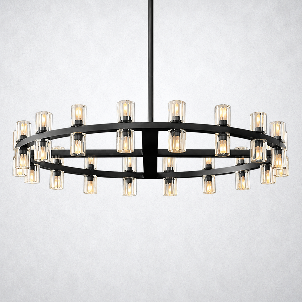 Marlowe Crystal Shades Round Chandelier 36"