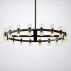Marlowe Crystal Shades Round Chandelier 36"
