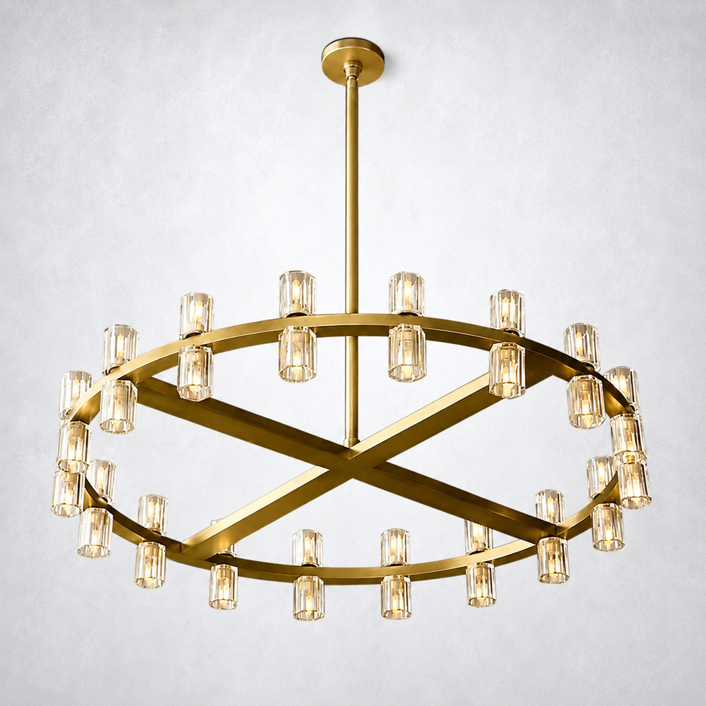 Marlowe Crystal Shades Round Chandelier 36"