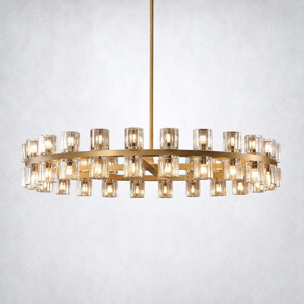 Marlowe Crystal Shades Round Chandelier 48"