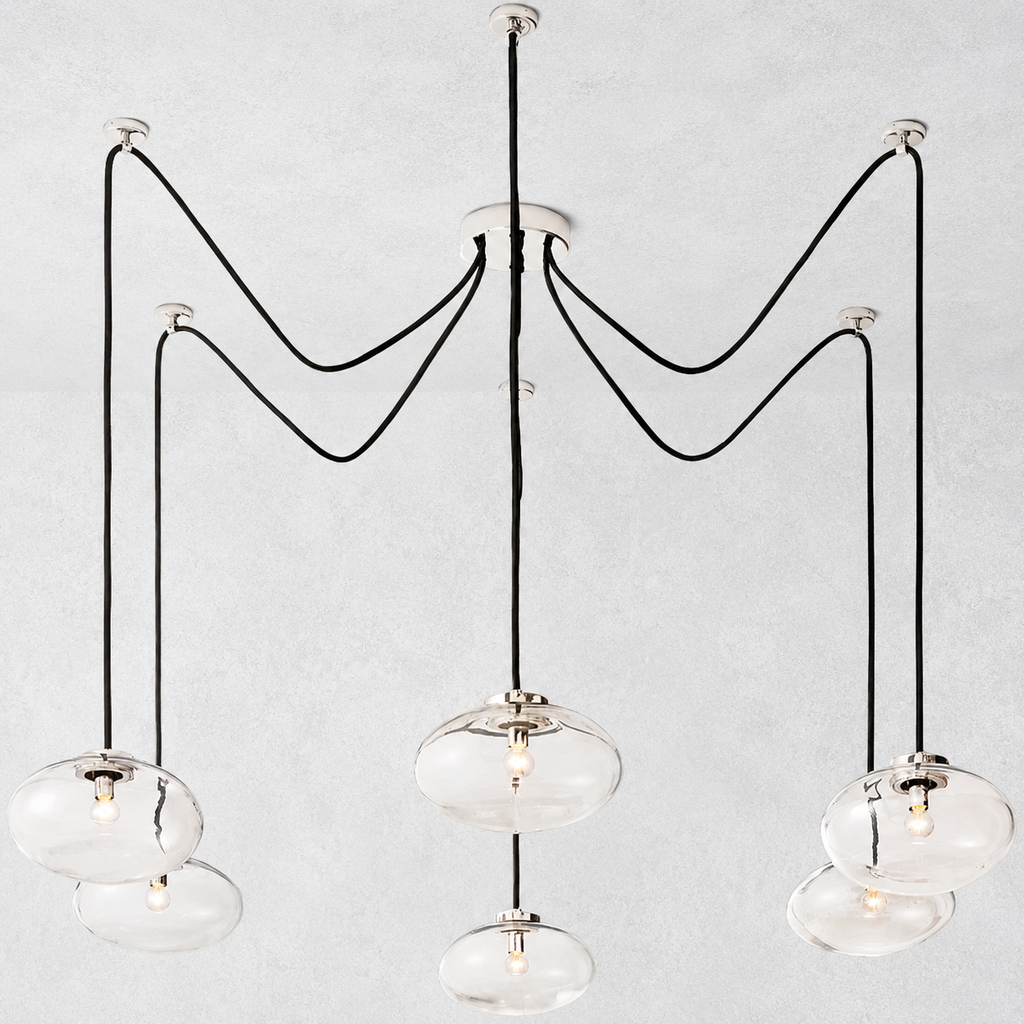Prestige Clear Glass Suspended Chandelier 84"