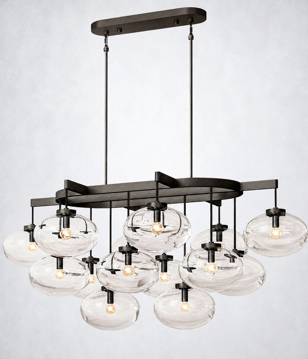 Prestige Clear Glass Linear Chandelier 54"