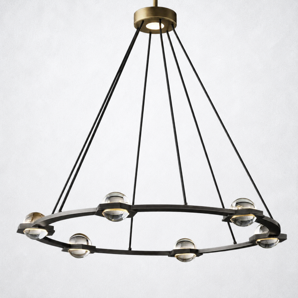 Dorian Crystal Ball Round Chandelier 36"