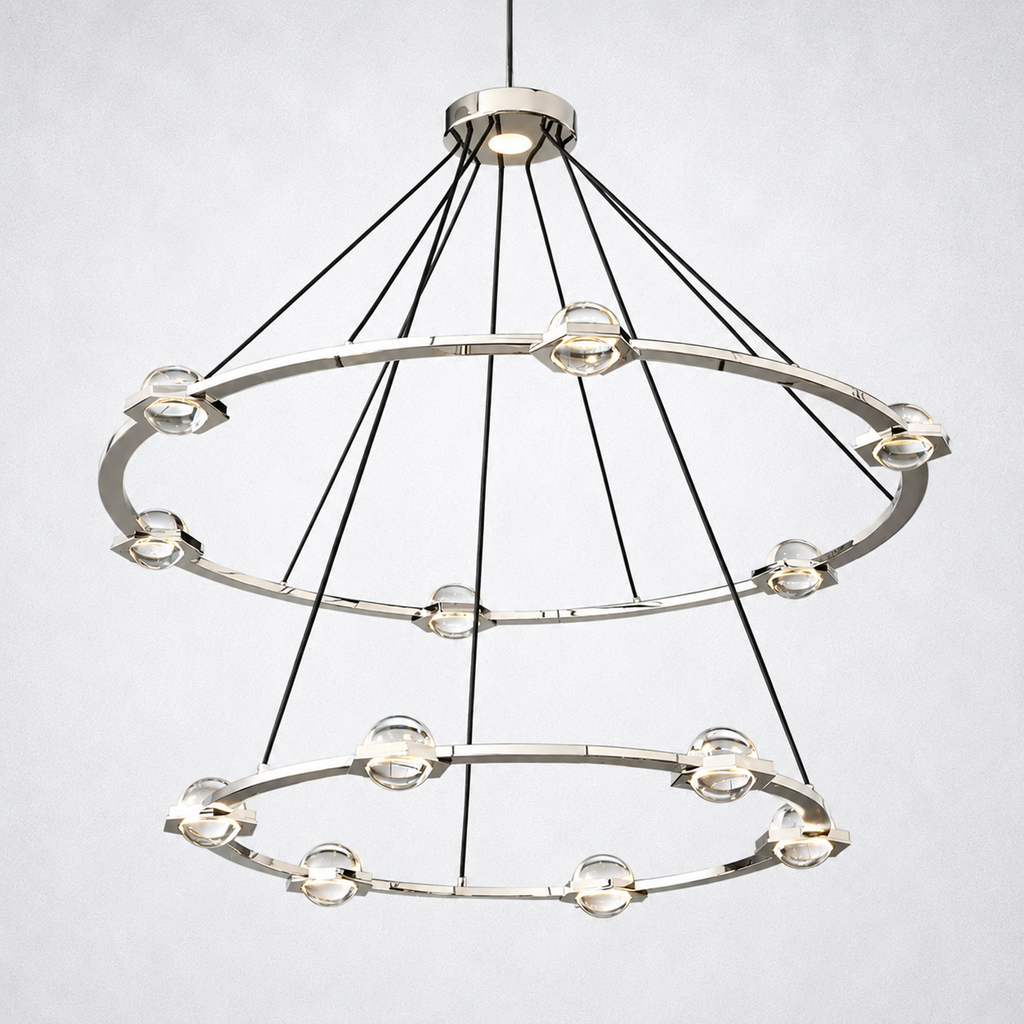 Dorian Crystal Ball 2-Tier Round Chandelier 48"