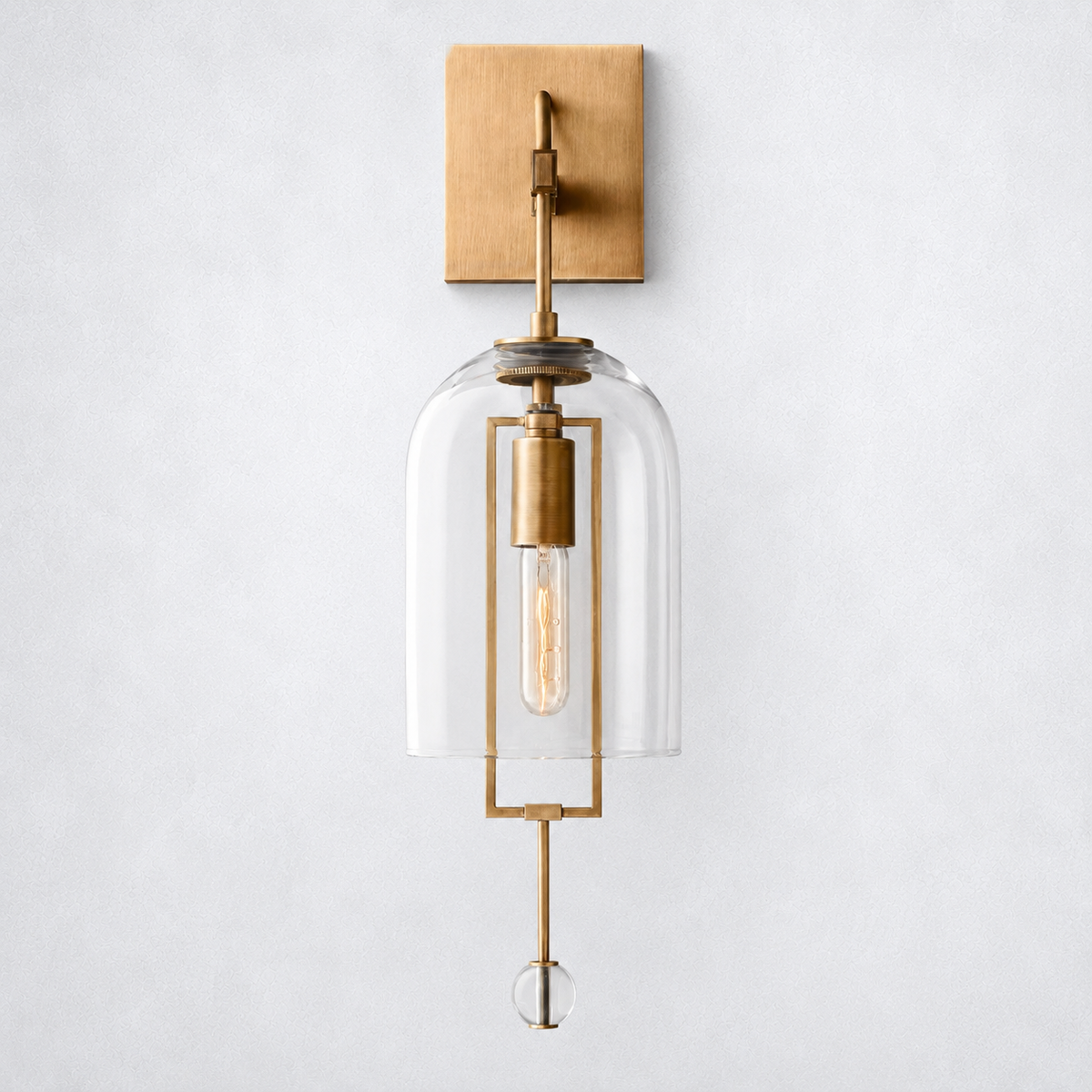 Vesper Brass Small Wall Sconce Glass Shade