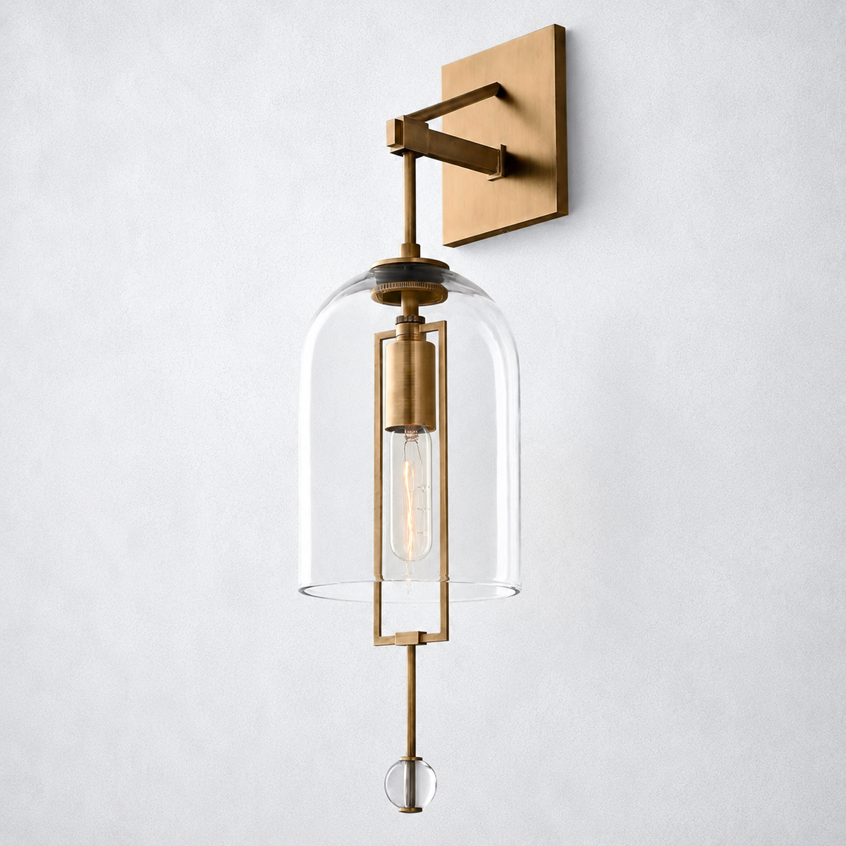 Vesper Brass Small Wall Sconce Glass Shade