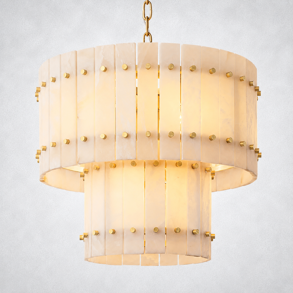 Sorella Alabaster Round Tiered Chandelier 22"