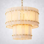 Sorella Alabaster Round Tiered Chandelier 22"