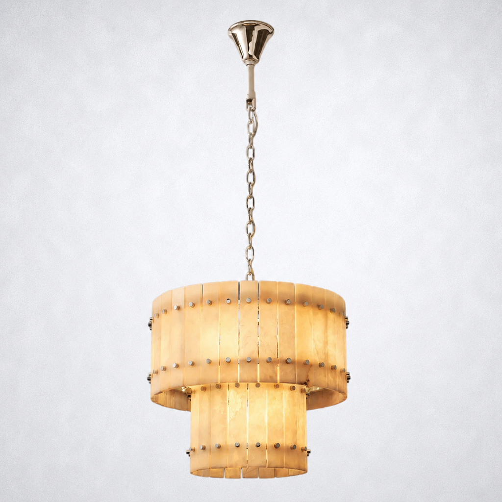 Sorella Alabaster Round Tiered Chandelier 22"