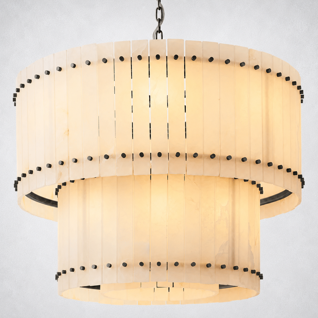 Sorella Alabaster Round Tiered Chandelier 37"