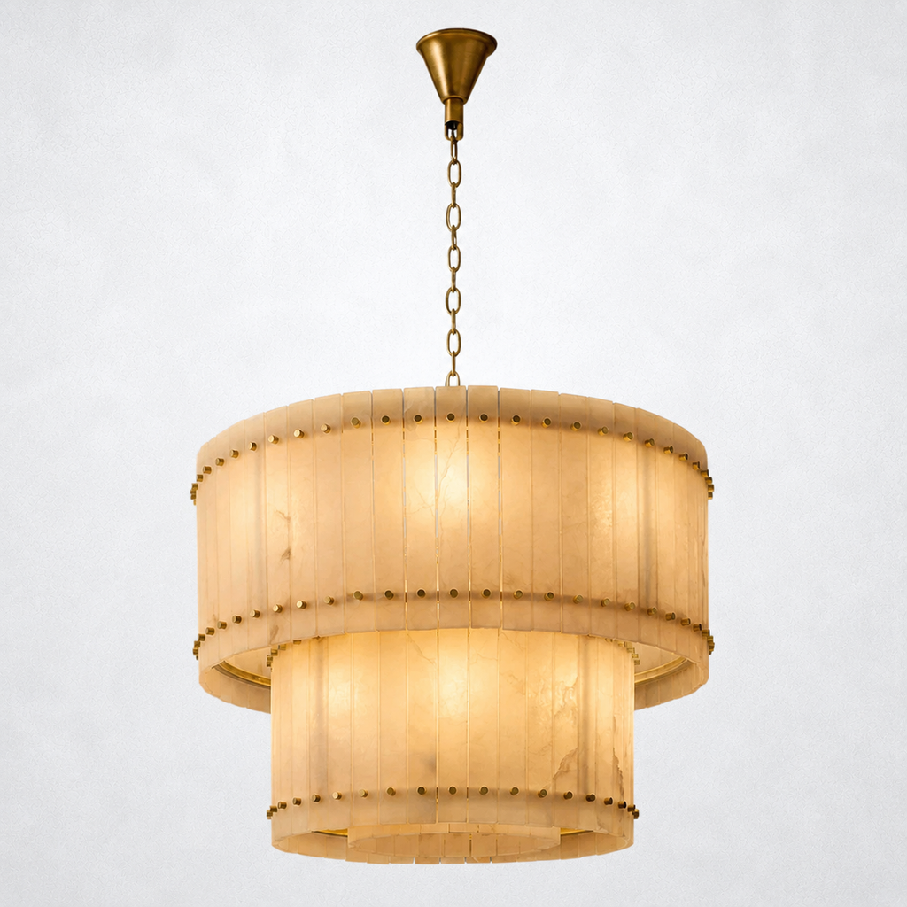 Sorella Alabaster Round Tiered Chandelier 37"