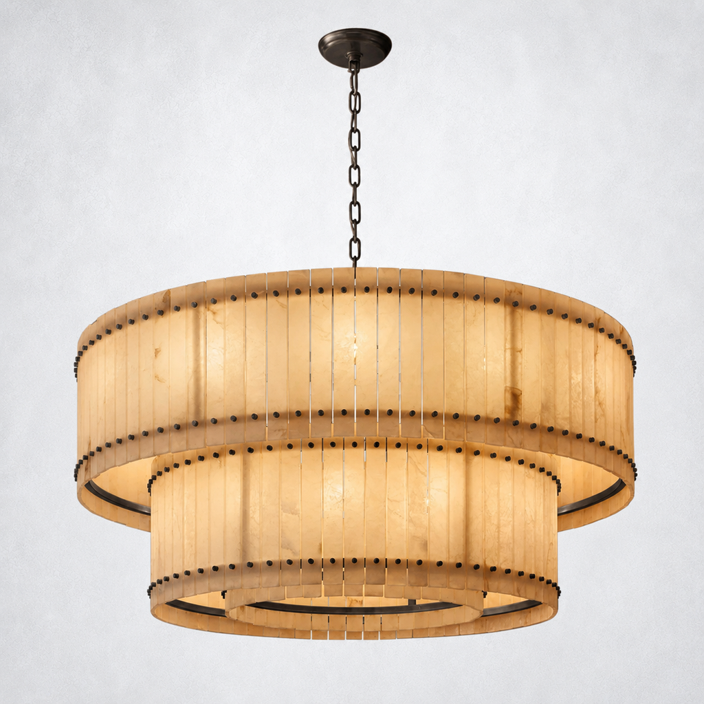 Sorella Alabaster Round Tiered Chandelier 60"