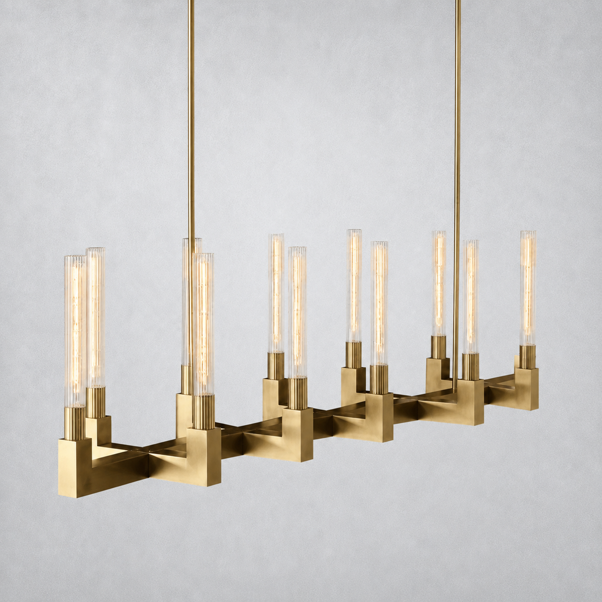 Imperial Glass Linear Chandelier 67"