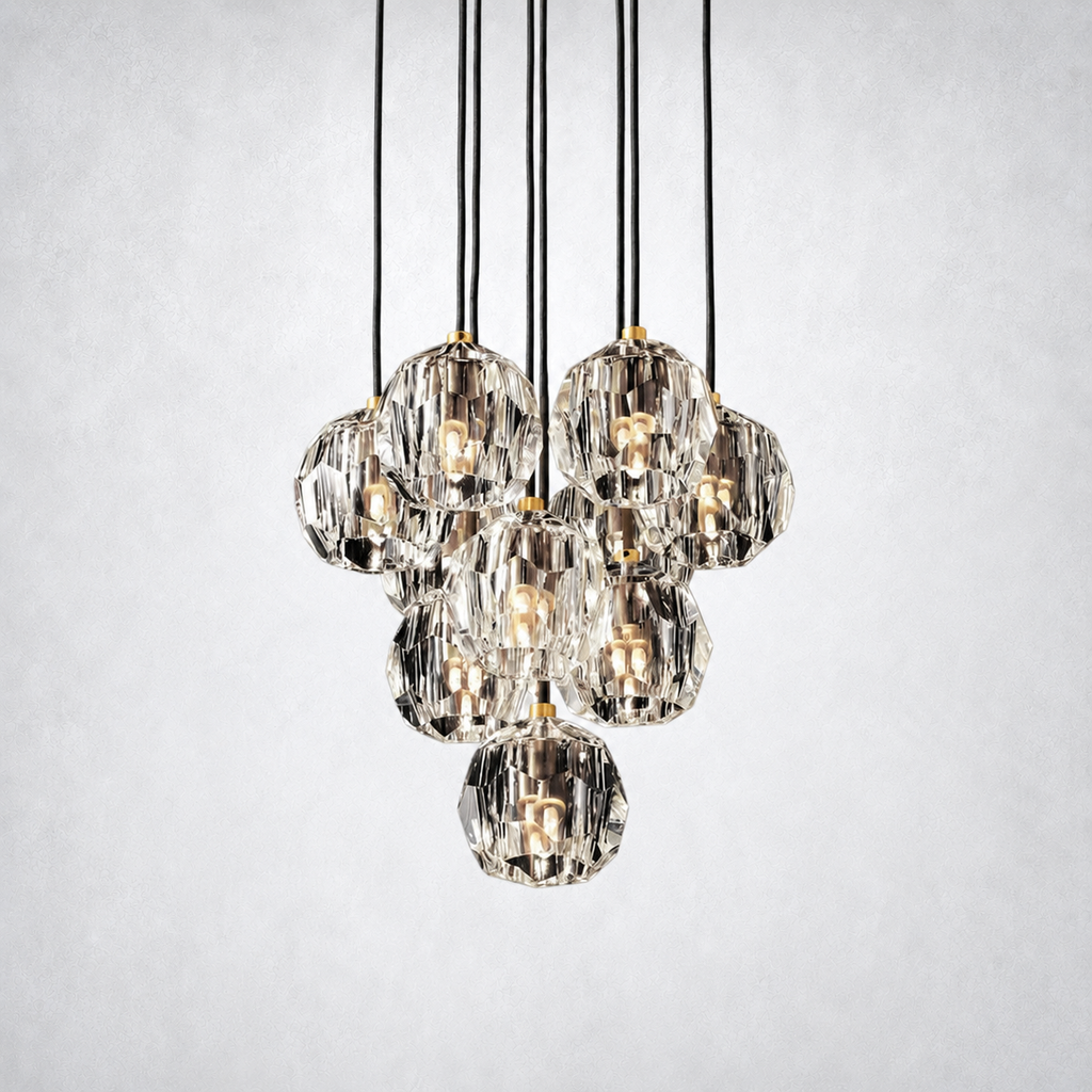 Meridian Clear Crystal Cluster Chandelier 14"