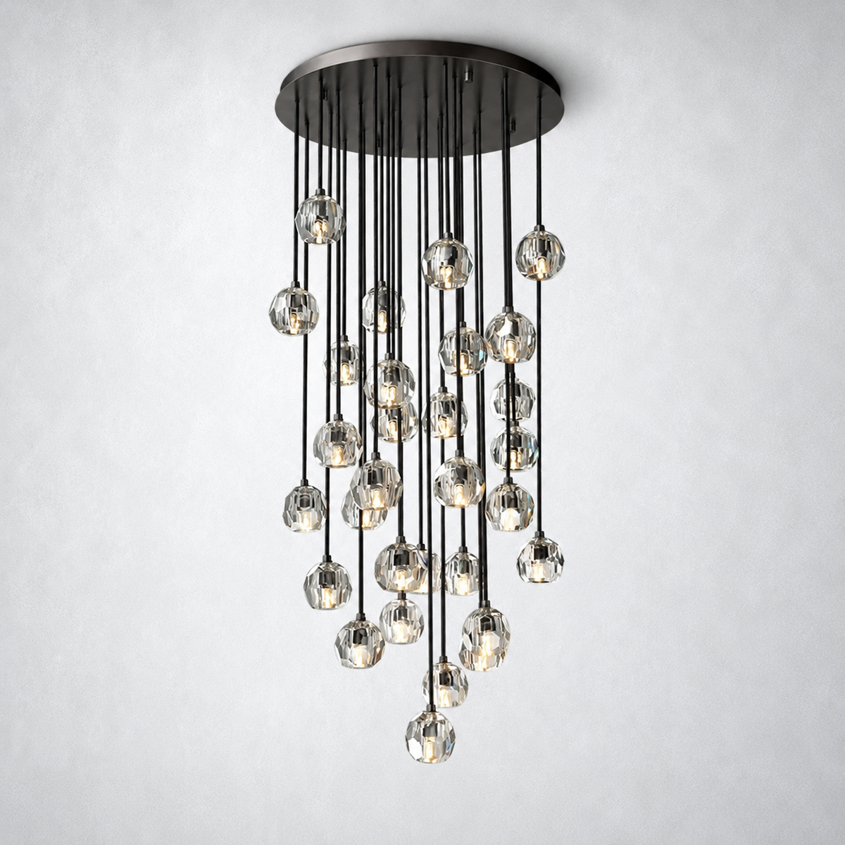 Meridian Clear Crystal Cluster Chandelier 30"