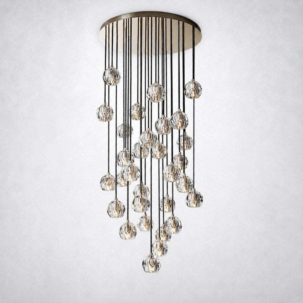 Meridian Clear Crystal Cluster Chandelier 30"
