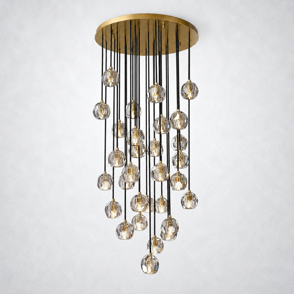 Meridian Clear Crystal Cluster Chandelier 30"