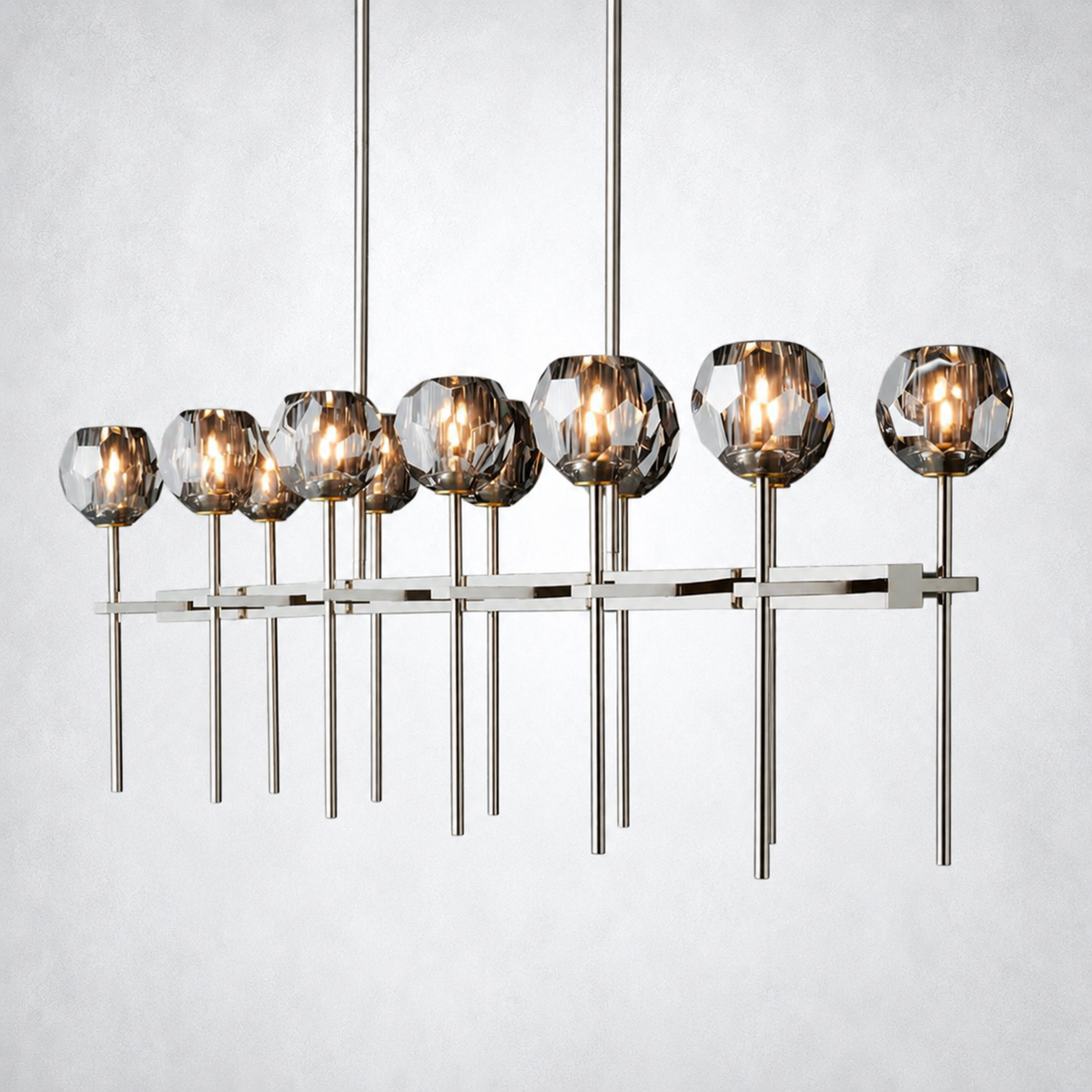 Meridian Cristal Double Linear Smoke Chandelier 60"
