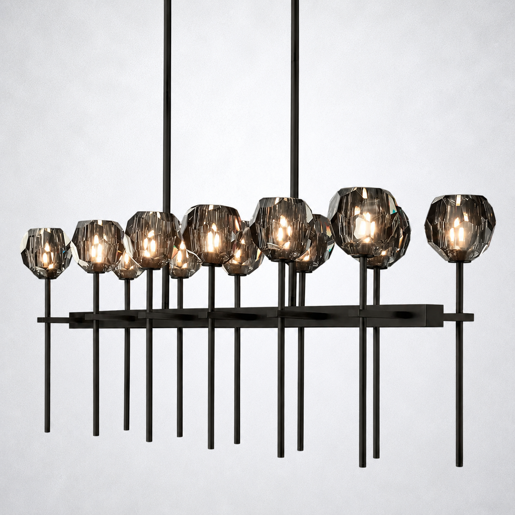 Meridian Cristal Double Linear Smoke Chandelier 60"