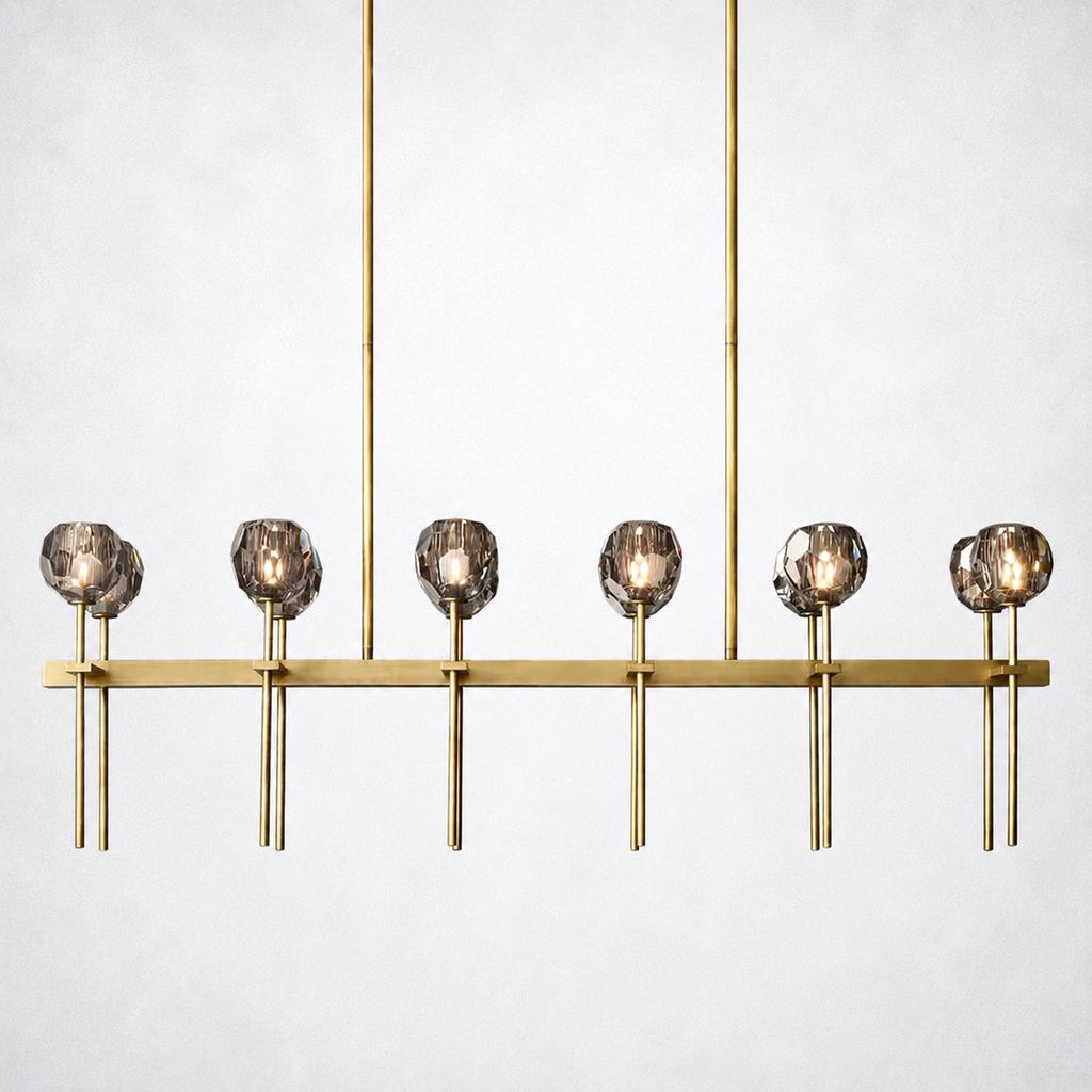 Meridian Cristal Double Linear Smoke Chandelier 60"