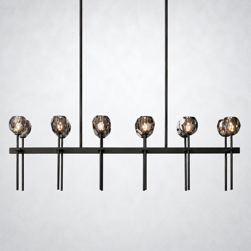 Meridian Cristal Double Linear Smoke Chandelier 60"