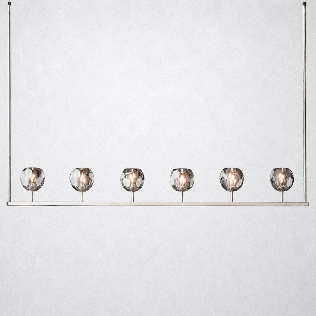 Meridian Cristal Linear Chandelier Smoke 60"