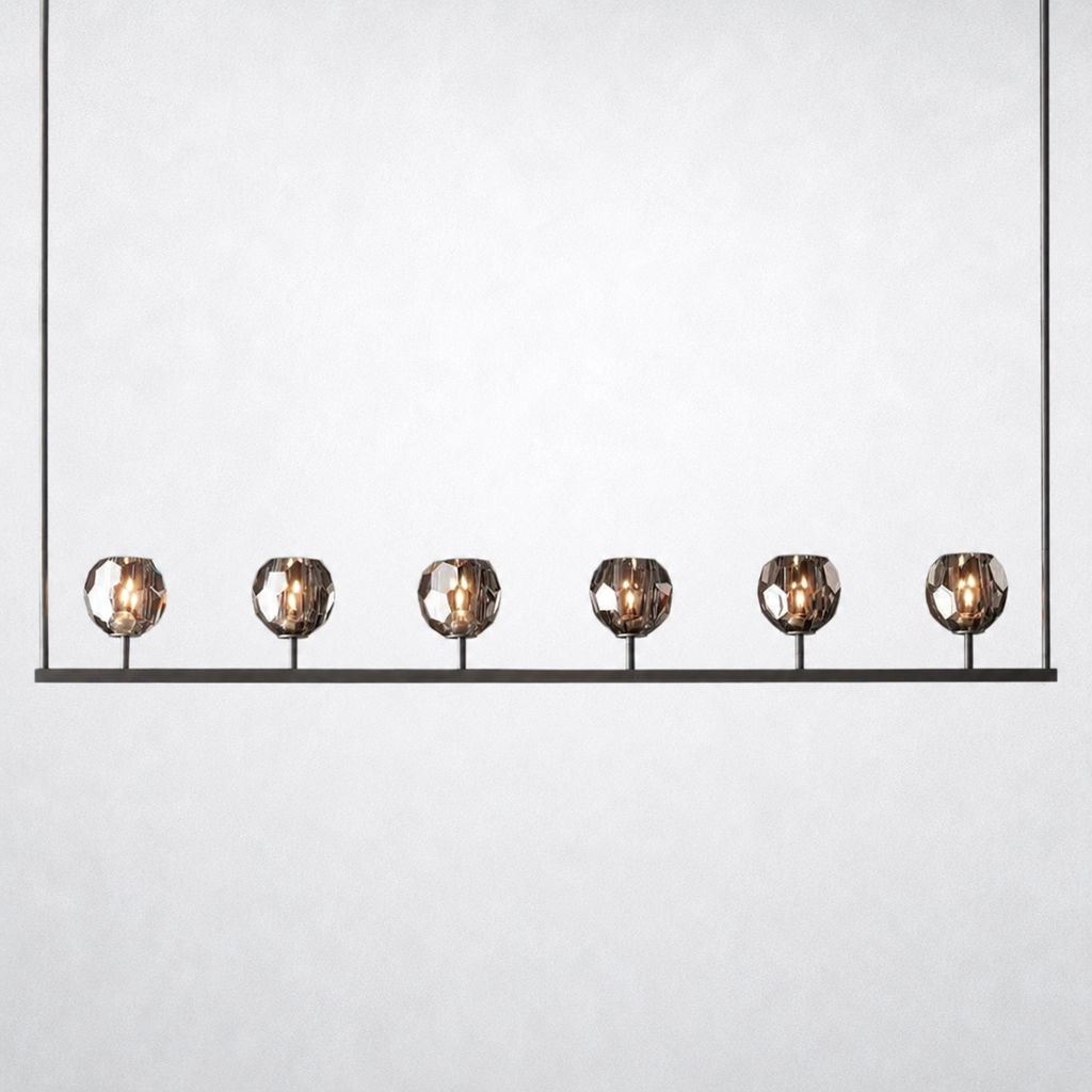 Meridian Cristal Linear Chandelier Smoke 60"