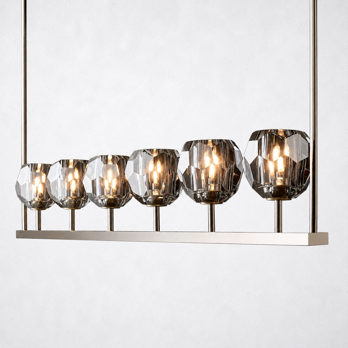 Meridian Cristal Linear Chandelier Smoke 60"