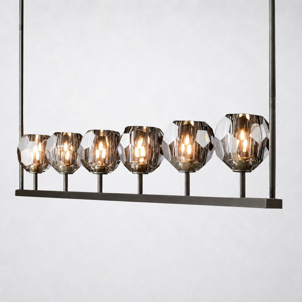 Meridian Cristal Linear Chandelier Smoke 60"
