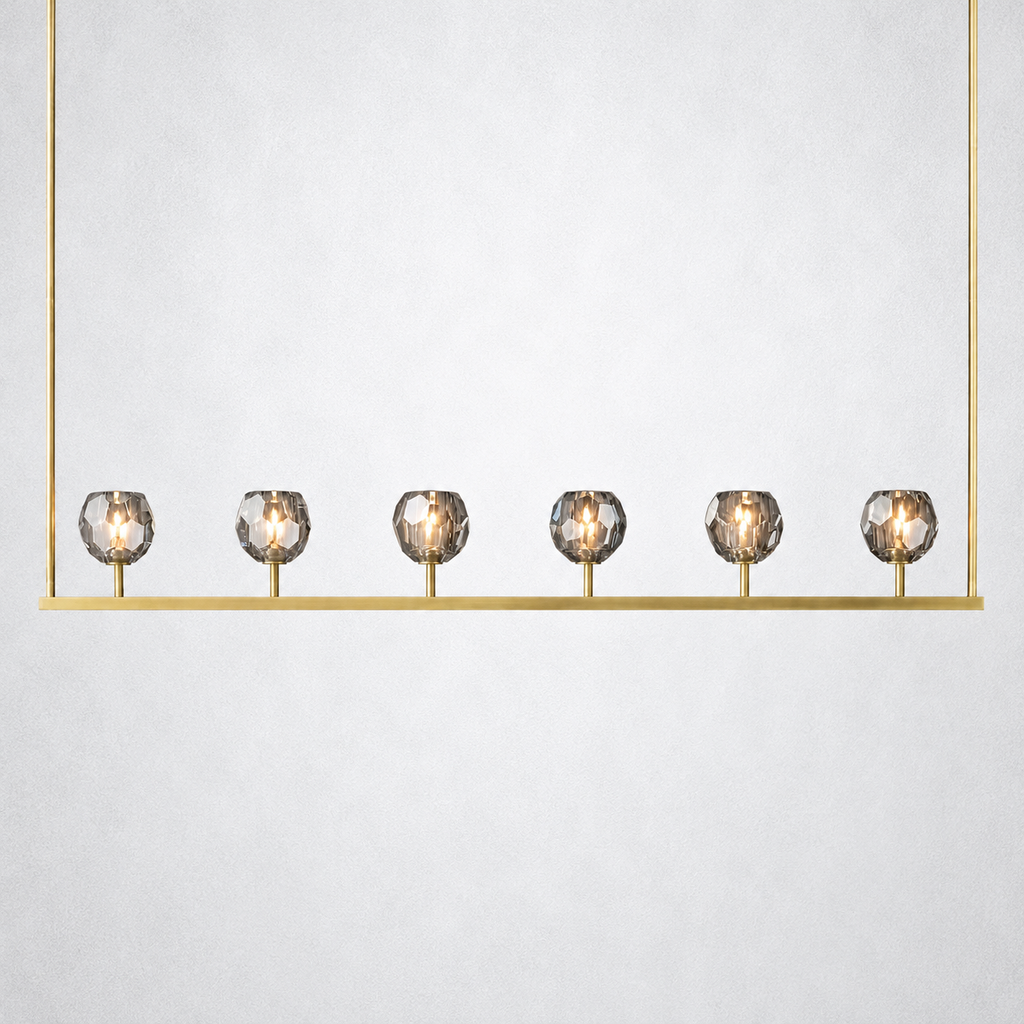 Meridian Cristal Linear Chandelier Smoke 60"