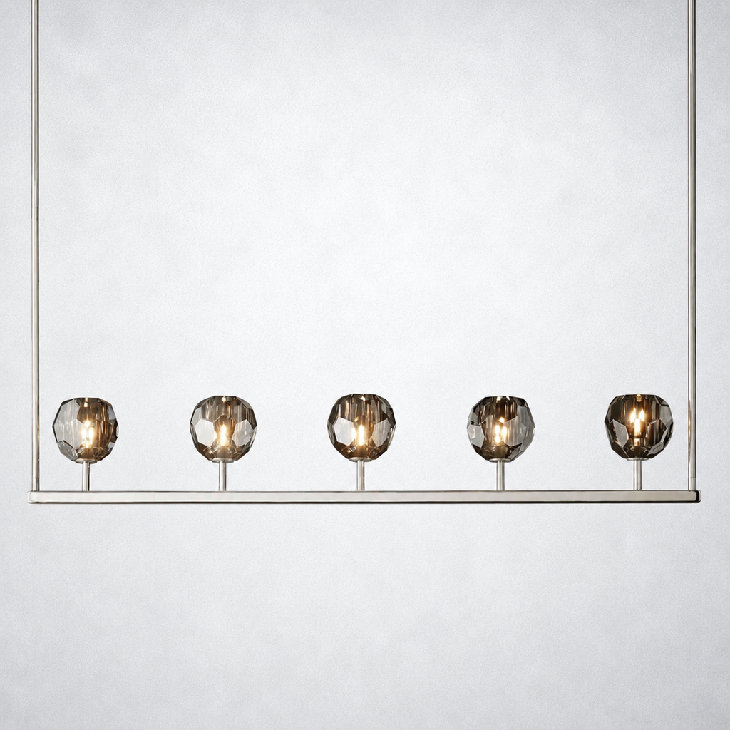 Meridian Cristal Linear Chandelier Smoke 48"