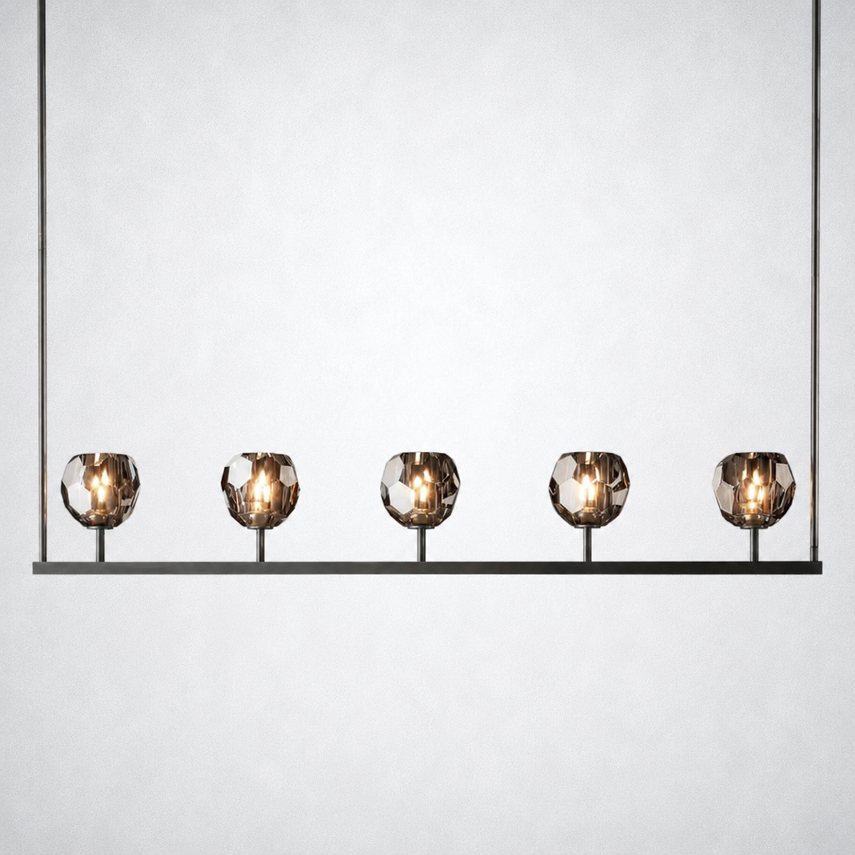 Meridian Cristal Linear Chandelier Smoke 48"