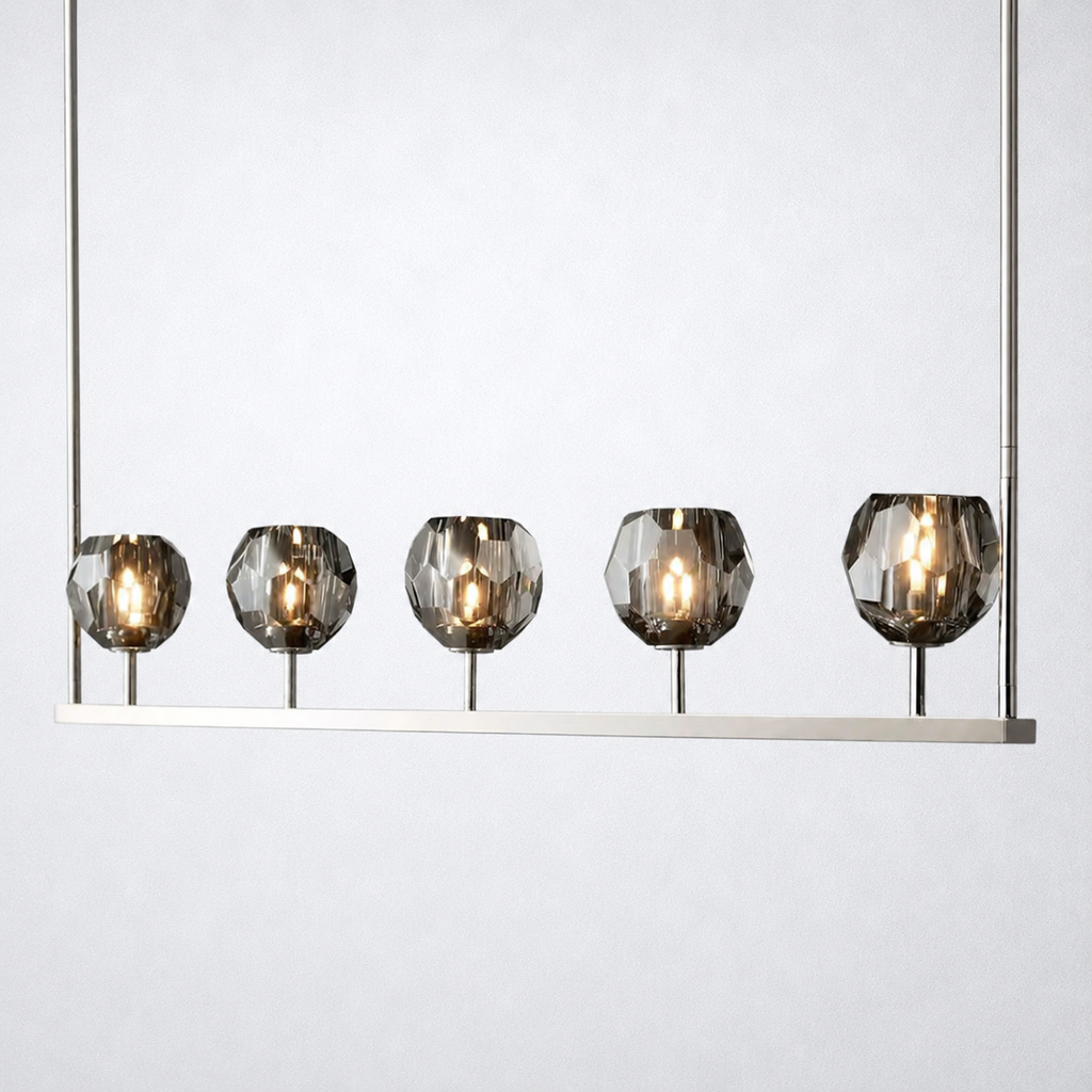 Meridian Cristal Linear Chandelier Smoke 48"