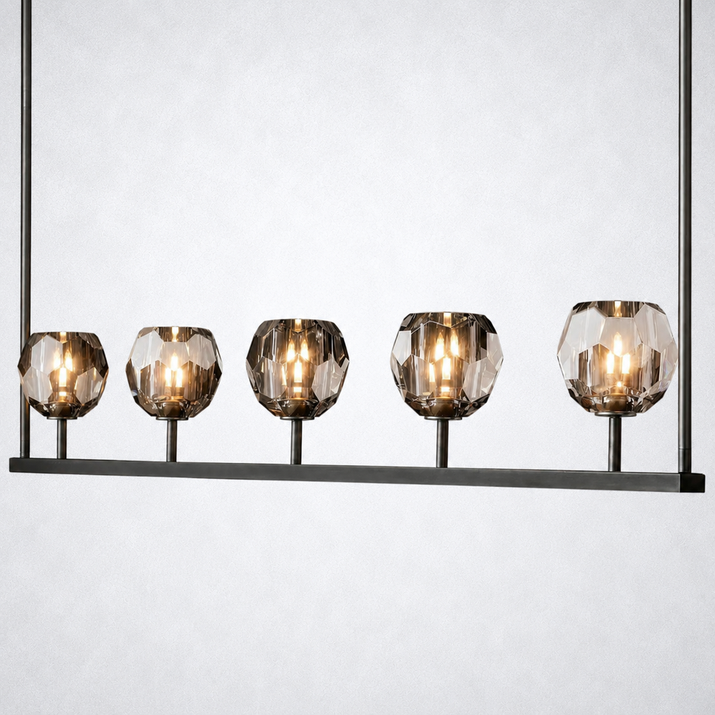 Meridian Cristal Linear Chandelier Smoke 48"