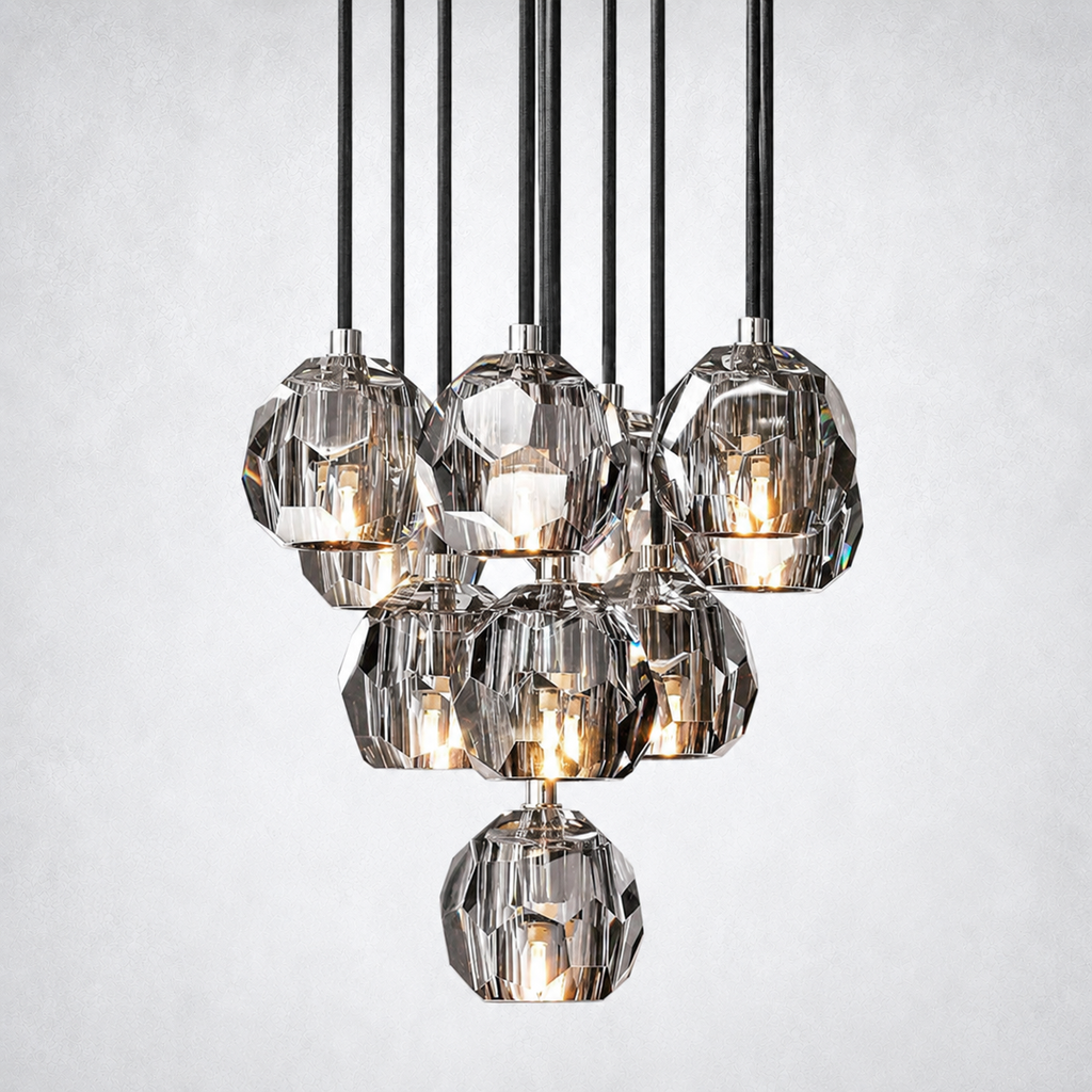 Meridian Smoke Crystal Cluster Chandelier 14"