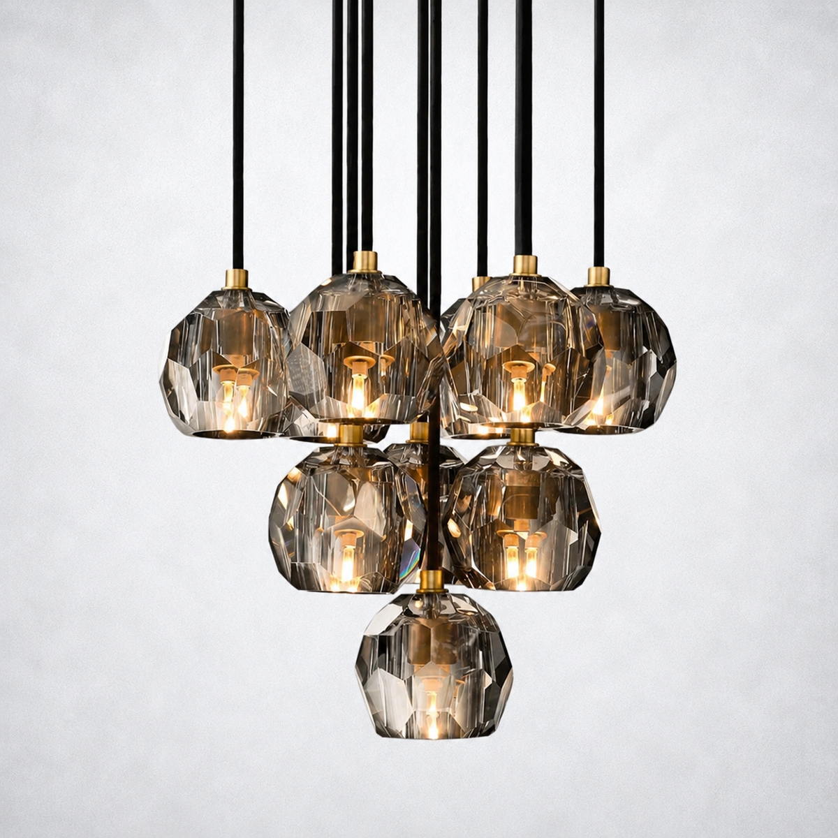 Meridian Smoke Crystal Cluster Chandelier 14"