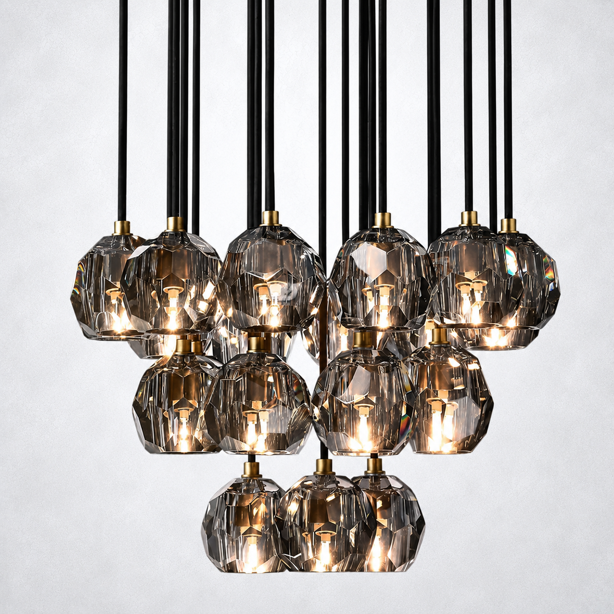 Meridian Smoke Crystal Cluster Chandelier 24"