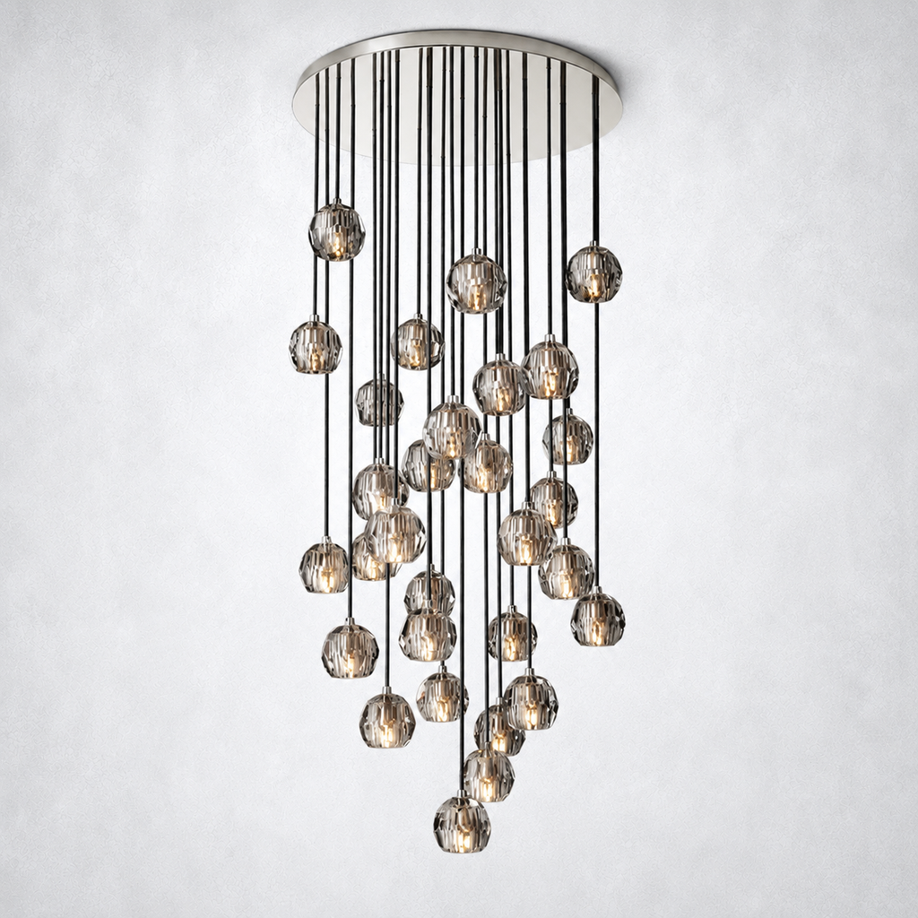 Meridian Smoke Crystal Cluster Chandelier 30"