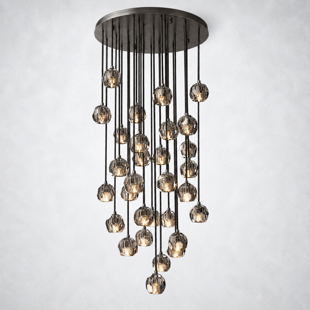 Meridian Smoke Crystal Cluster Chandelier 30"