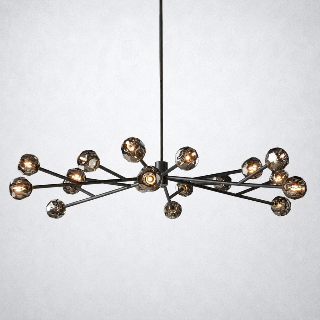 Meridian Smoke Crystal Round Chandelier 72"
