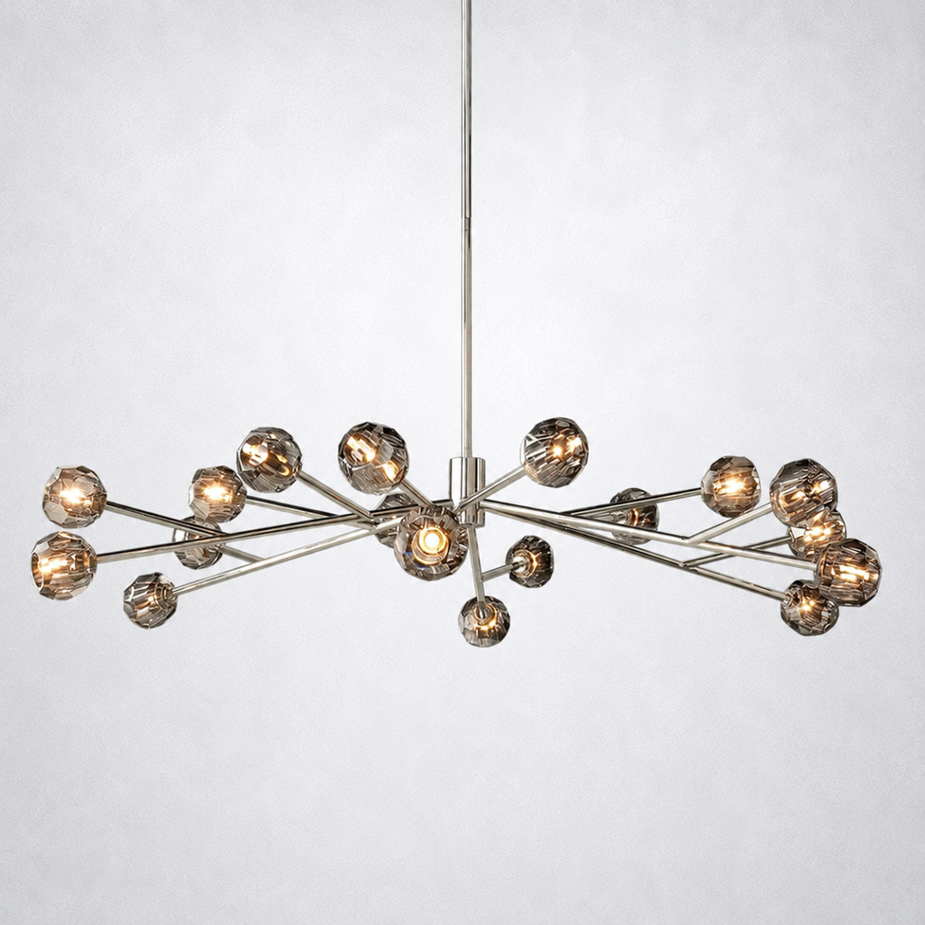 Meridian Smoke Crystal Round Chandelier 72"