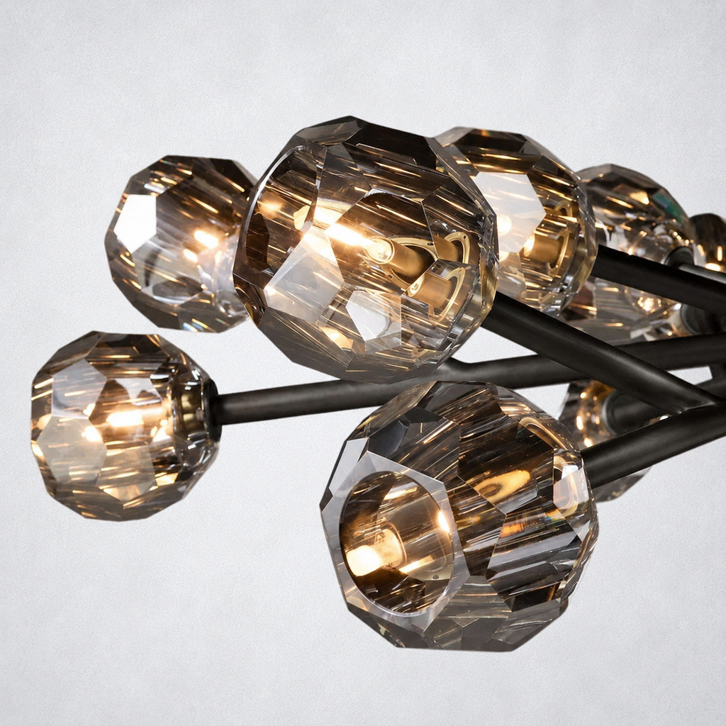 Meridian Smoke Crystal Round Chandelier 72"