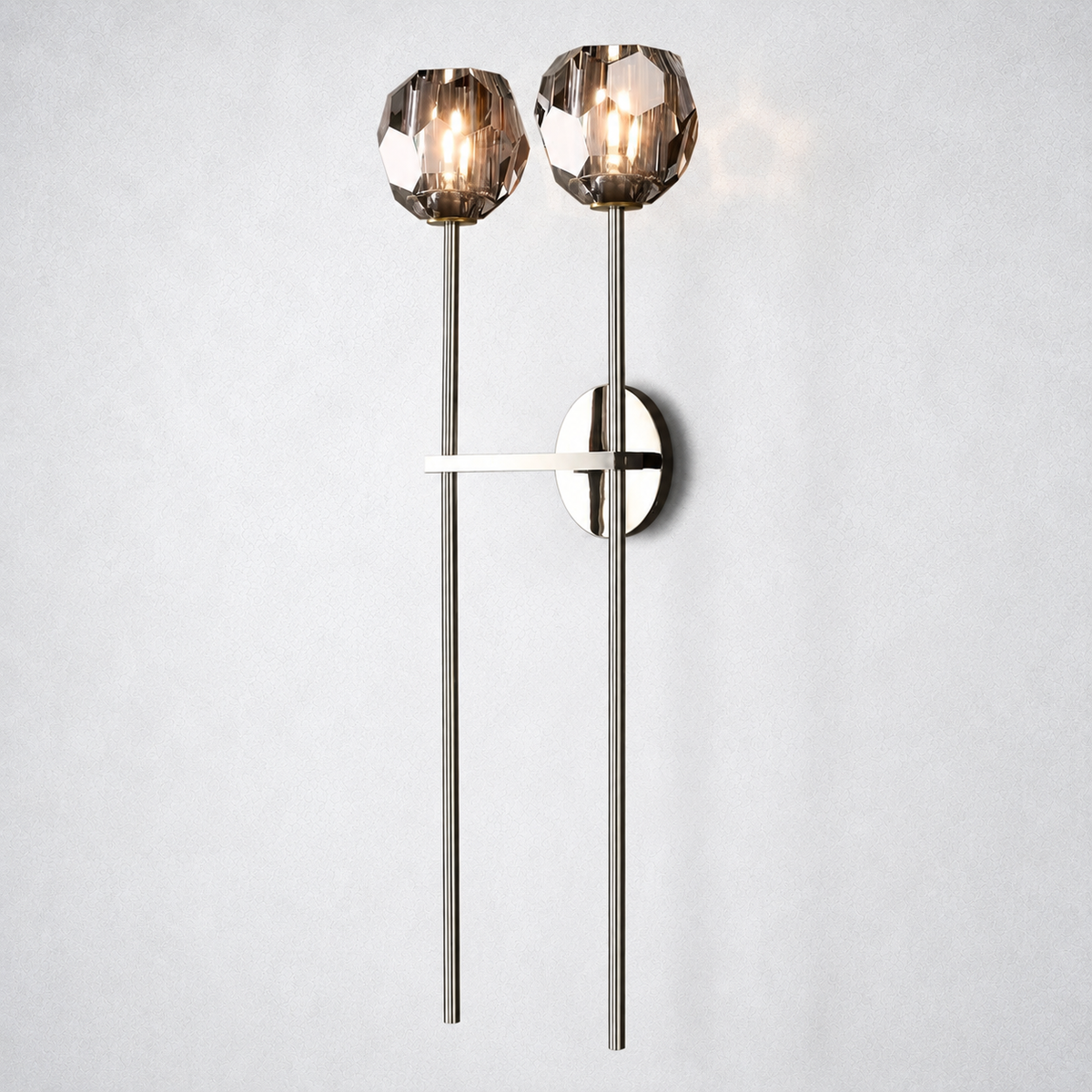 Meridian Smoke Crystal Grand Double Sconce 28''