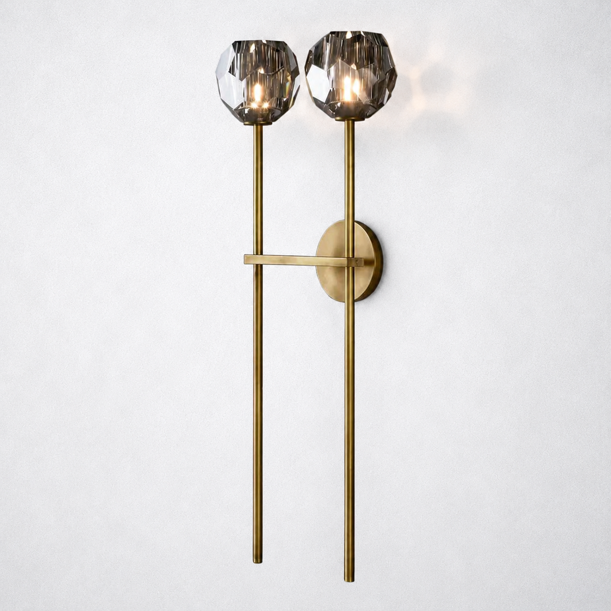 Meridian Smoke Crystal Grand Double Sconce 28''