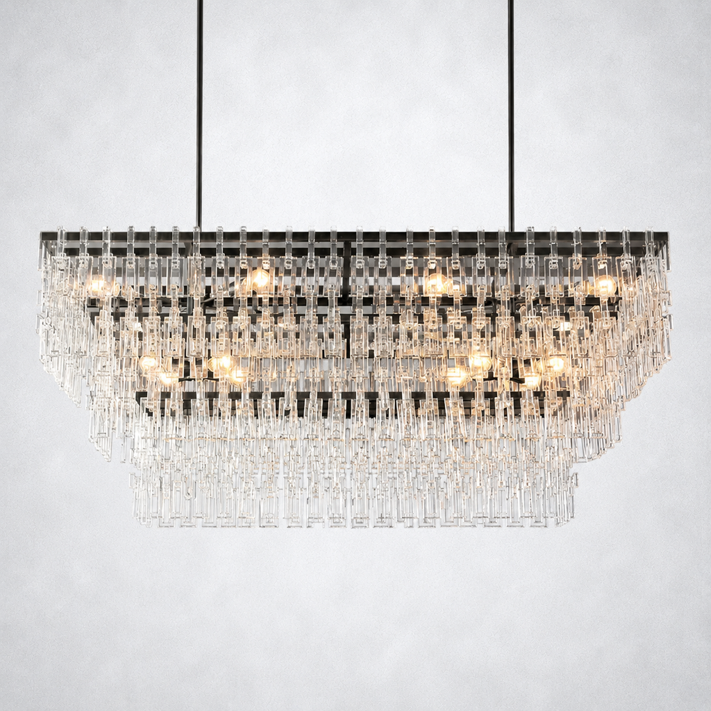 Riviera 3-Tier Rectangle Chandelier 60"