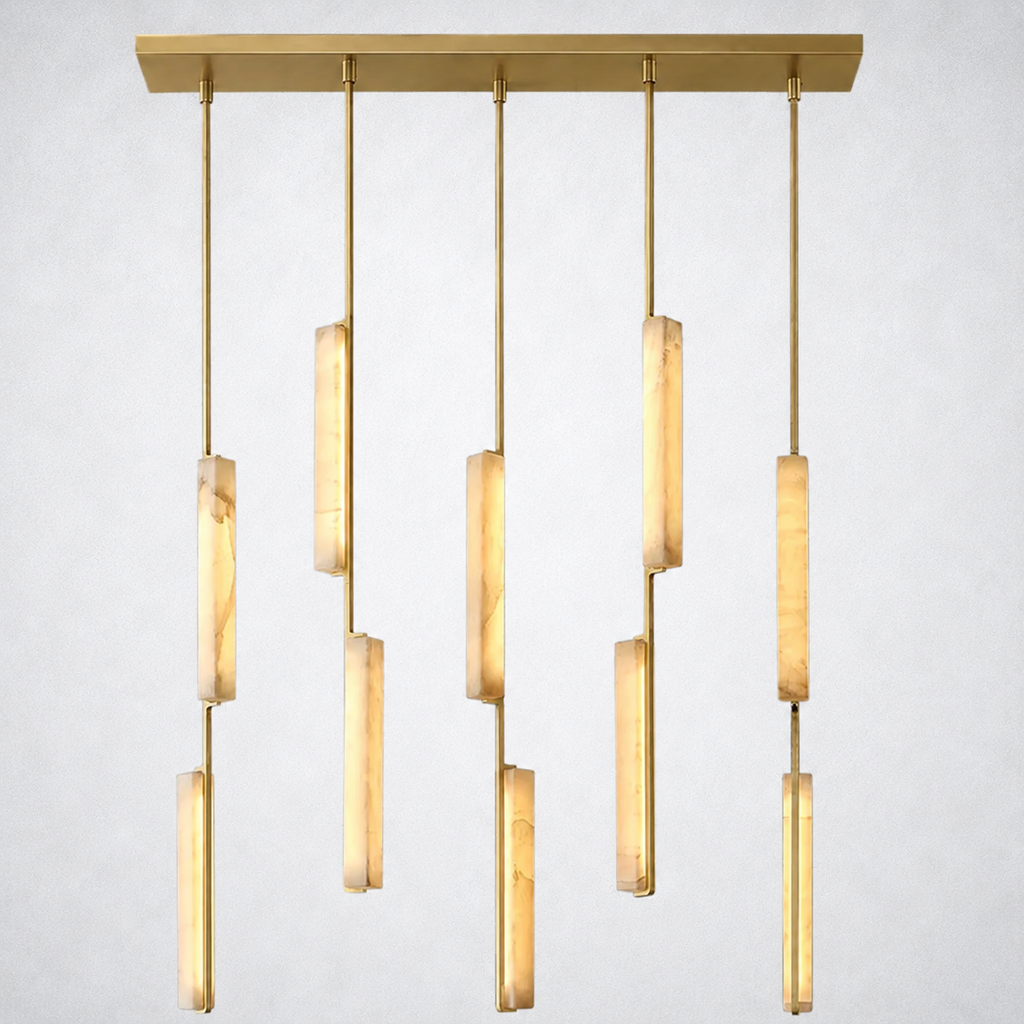 Sterling Alabaster Linear Chandelier 54"